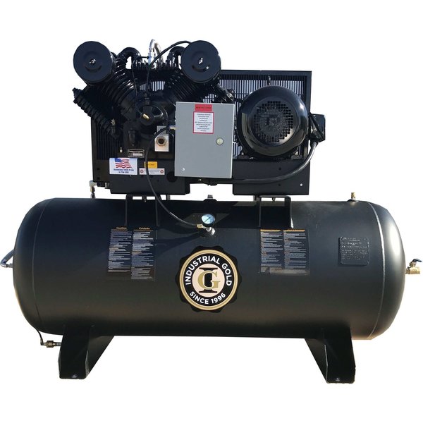 Industrial Gold 10Hp, 208-230V, 3 Phase, 60Hz, 120Gal., Horizontal Tank, Ci1023E120H-P CI1023E120H-P